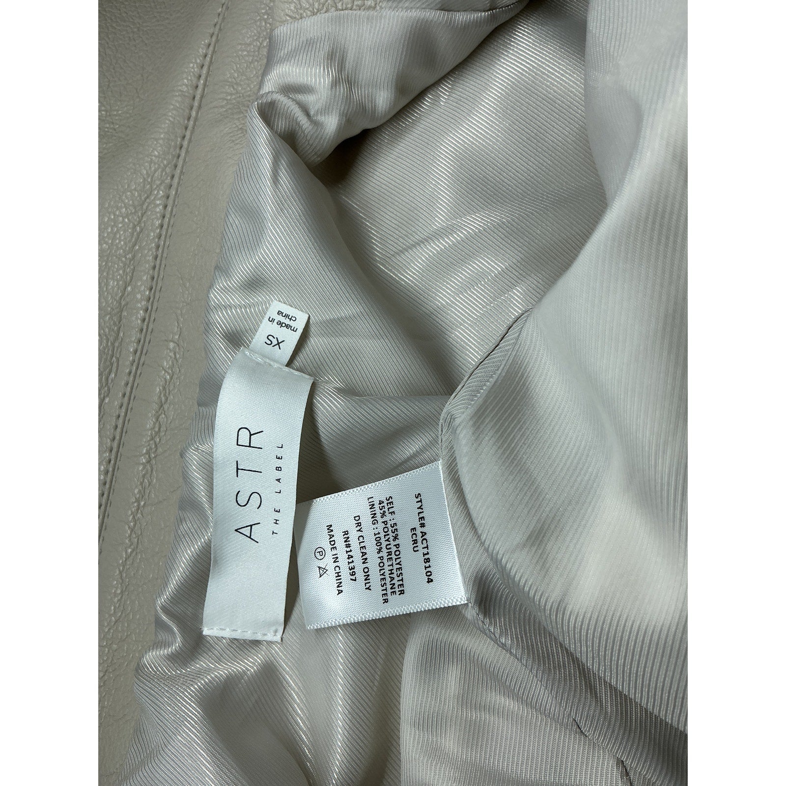 Astr The Label 'Tracy' White Polyurethane Jacket Size XS