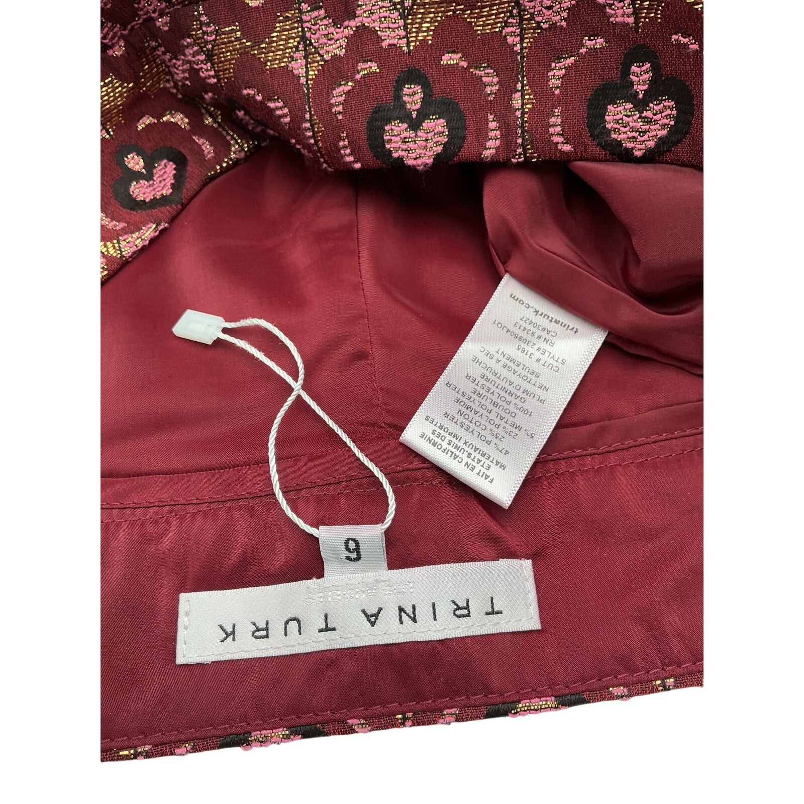 Trina Turk 'Shibui' Red Polyester Pant Size 6