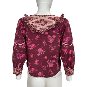 Loveshackfancy Floral Spiced Apple Red Morrison Top Size XS