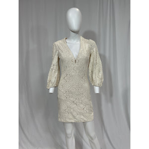 Maje 'Richet' White V Neck Sequined Mini Dress Size 36
