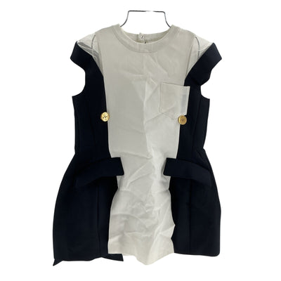 Sacai Double Faced Off White Navy Silk Cotton Top Size XS
