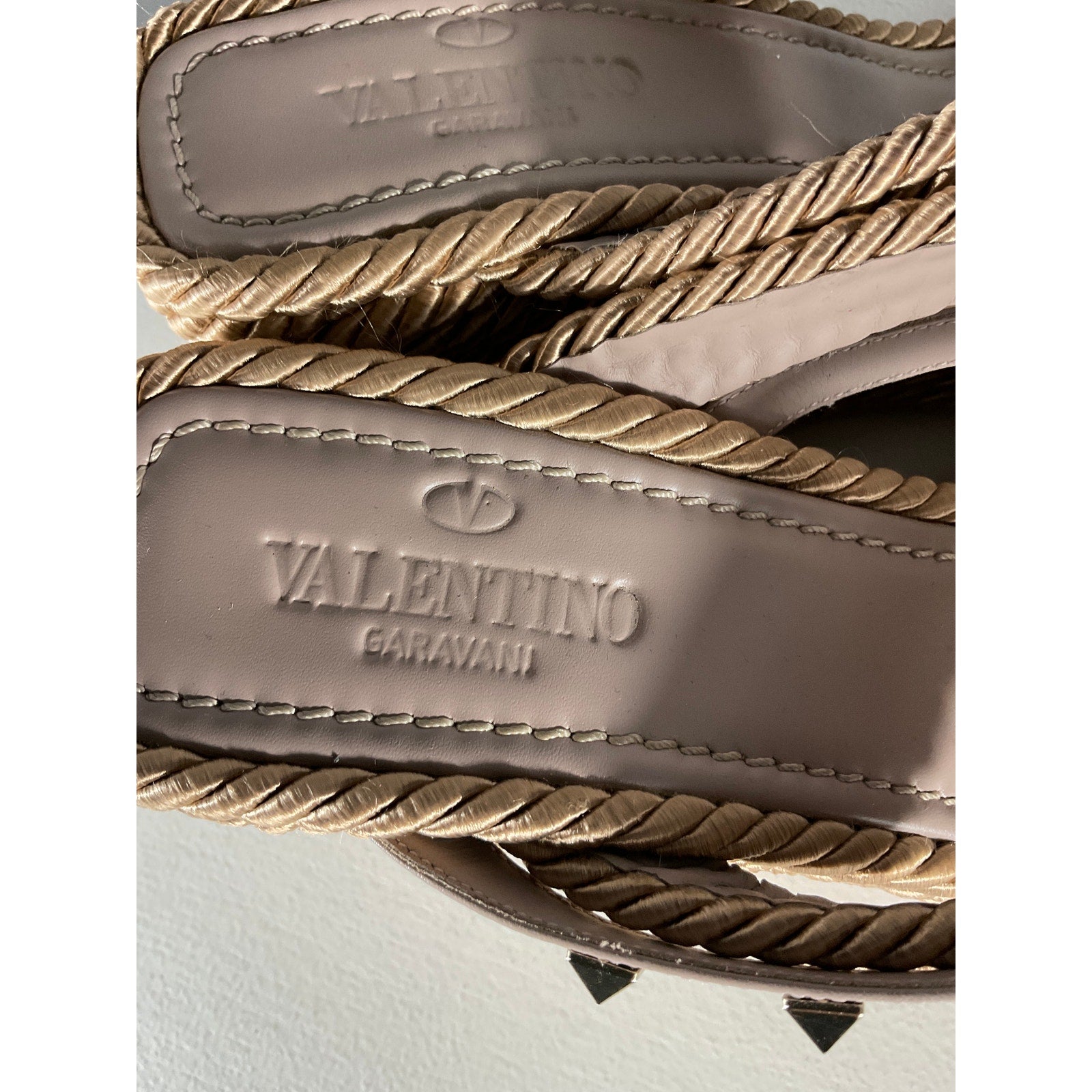 Valentino 'Rockstud' Purple Torchon Espadrille Wedge Sandal Size 9 US / 39 EU