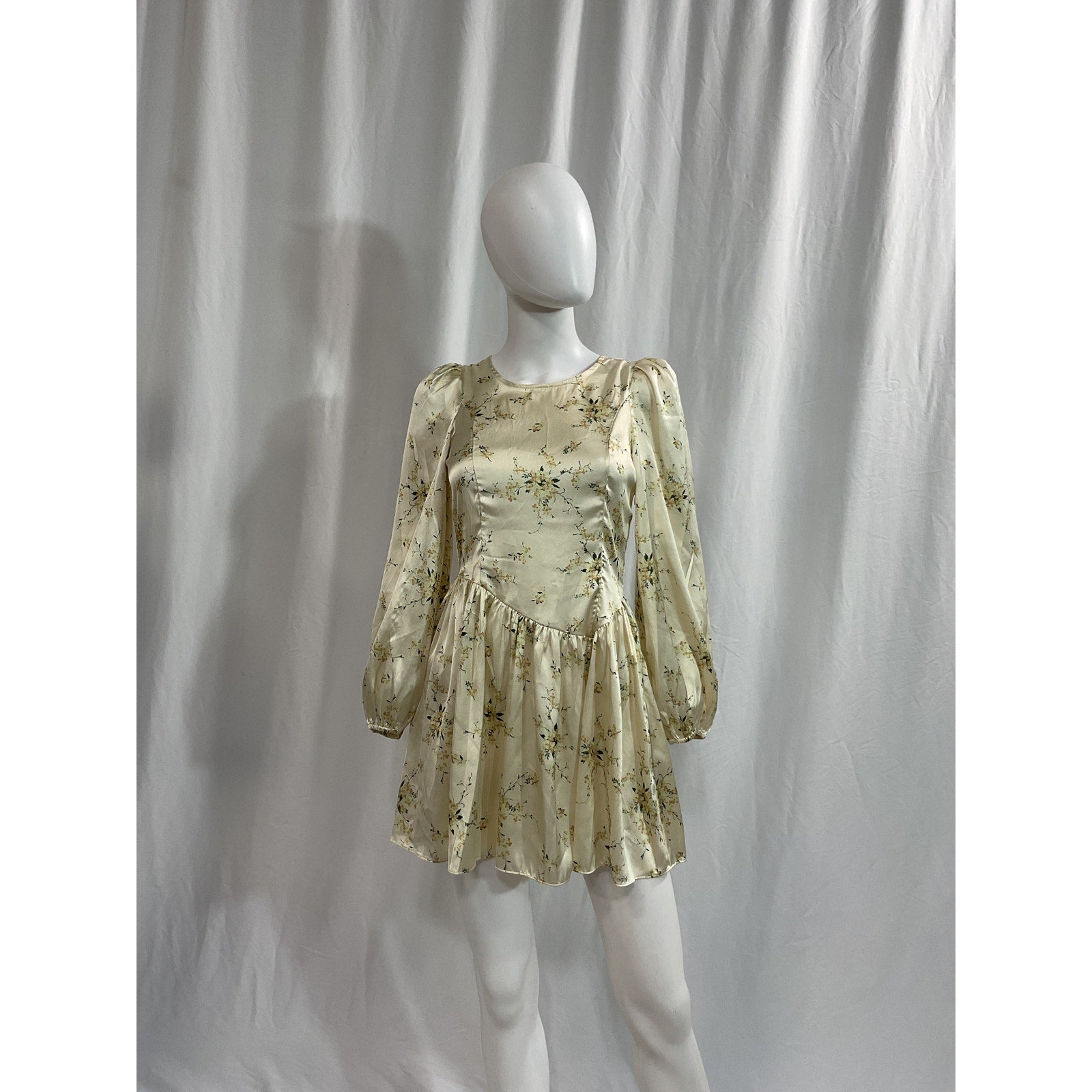 Loveshackfancy 'Garcia' Yellow Floral Satin Mini Dress Size 2