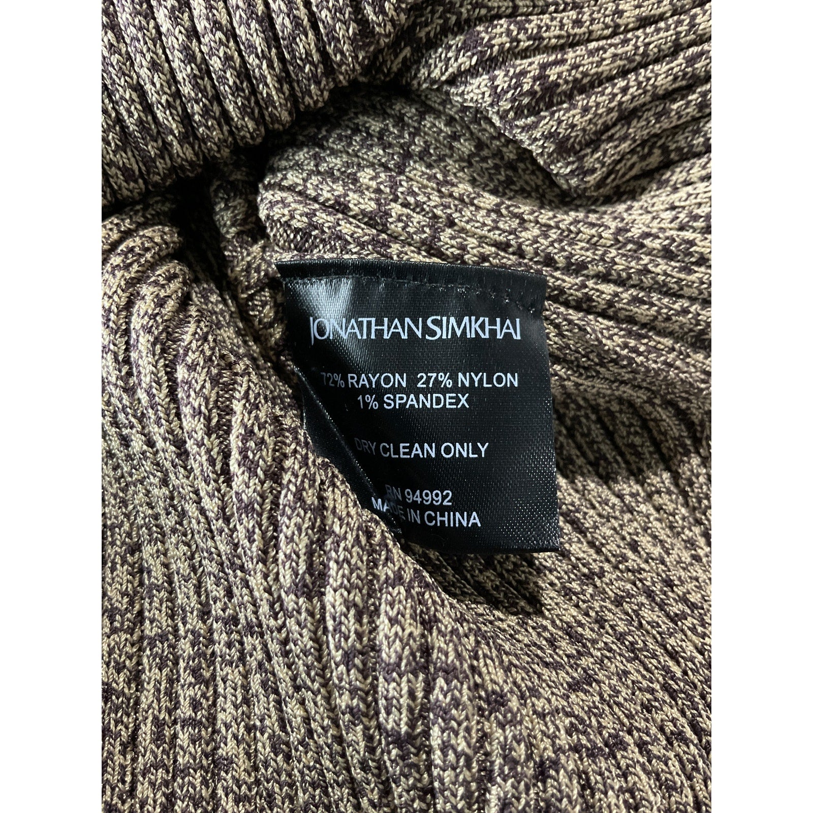 Simkhai 'Autumn' Brown Rayon Compact Rib-Knit Henley Size S