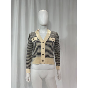 Sandro 'Stripe' White Wool & Cashmere Cardigan Size 0