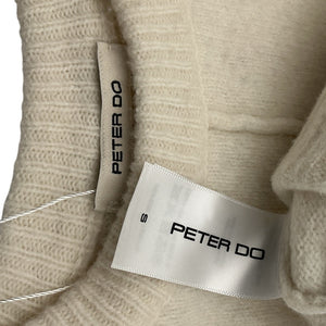 Peter Do Textured Cream Center Seam Button Hem Sweater Size S
