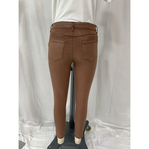 L'Agence 'Margot' Brown Metallic Coated Crop Skinny Denim Jeans Size 27