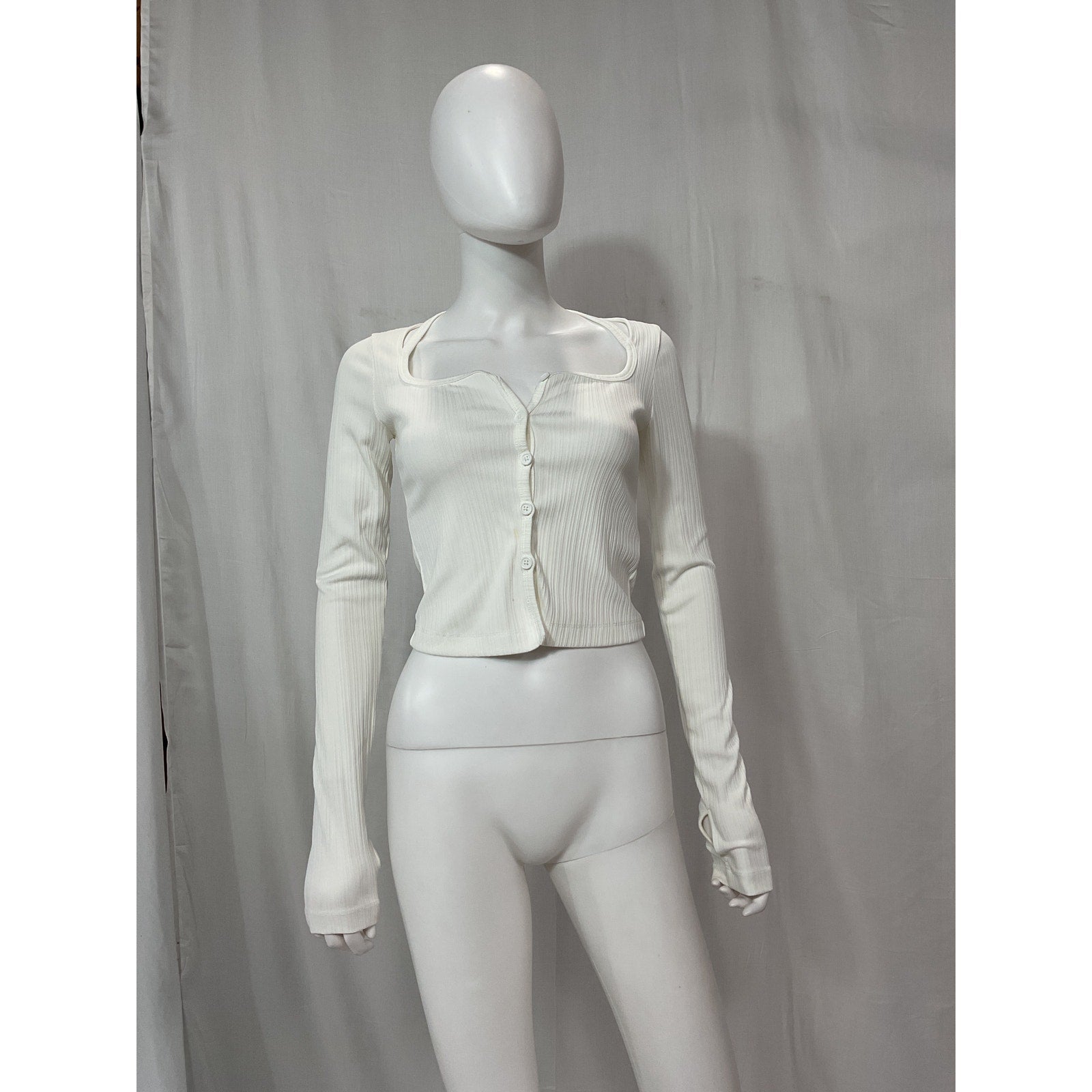 Helmut Lang 'Square' White Square Neck Long Sleeve Cardigan Size S