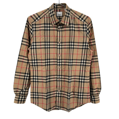 Burberry Classic Brown Nova Check Long Sleeve Mens Shirt Size S
