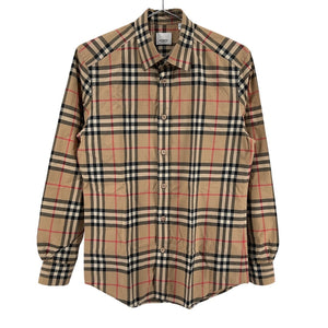 Burberry Classic Brown Nova Check Long Sleeve Mens Shirt Size S