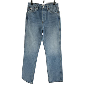 Redone Classic Worn Blue 90s High Rise Rigid Straight Denim Jeans Size 28