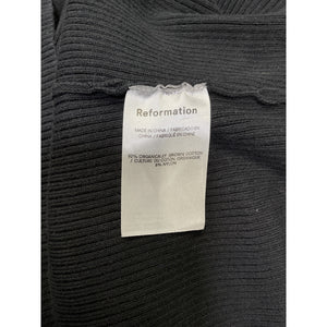 Reformation 'Marcel' Black Cotton Ribbed Mini Dress Size XL
