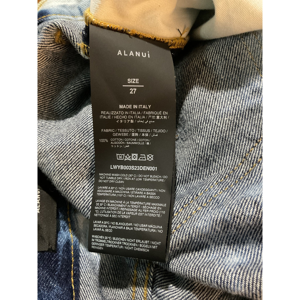 Alanui Moonrise 'Tie-Dyed' Blue High-Rise Wide-Leg Denim Jeans Size 27