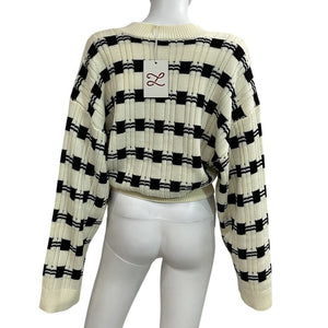 L'academie Patterned White And Black Evran Check Sweater Size M NWT