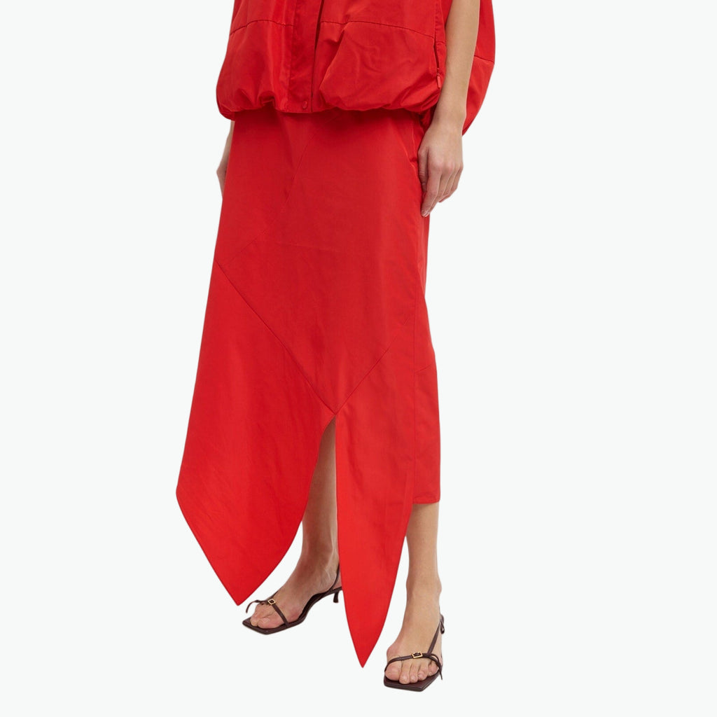 Tibi 'Italian' Red Polyester Sporty Nylon Tie Skirt Size 00 - NWT