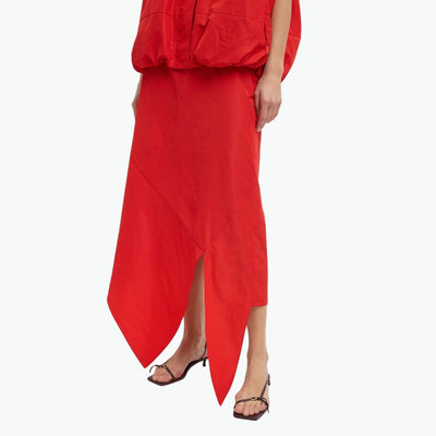 Tibi 'Italian' Red Polyester Sporty Nylon Tie Skirt Size 00 - NWT