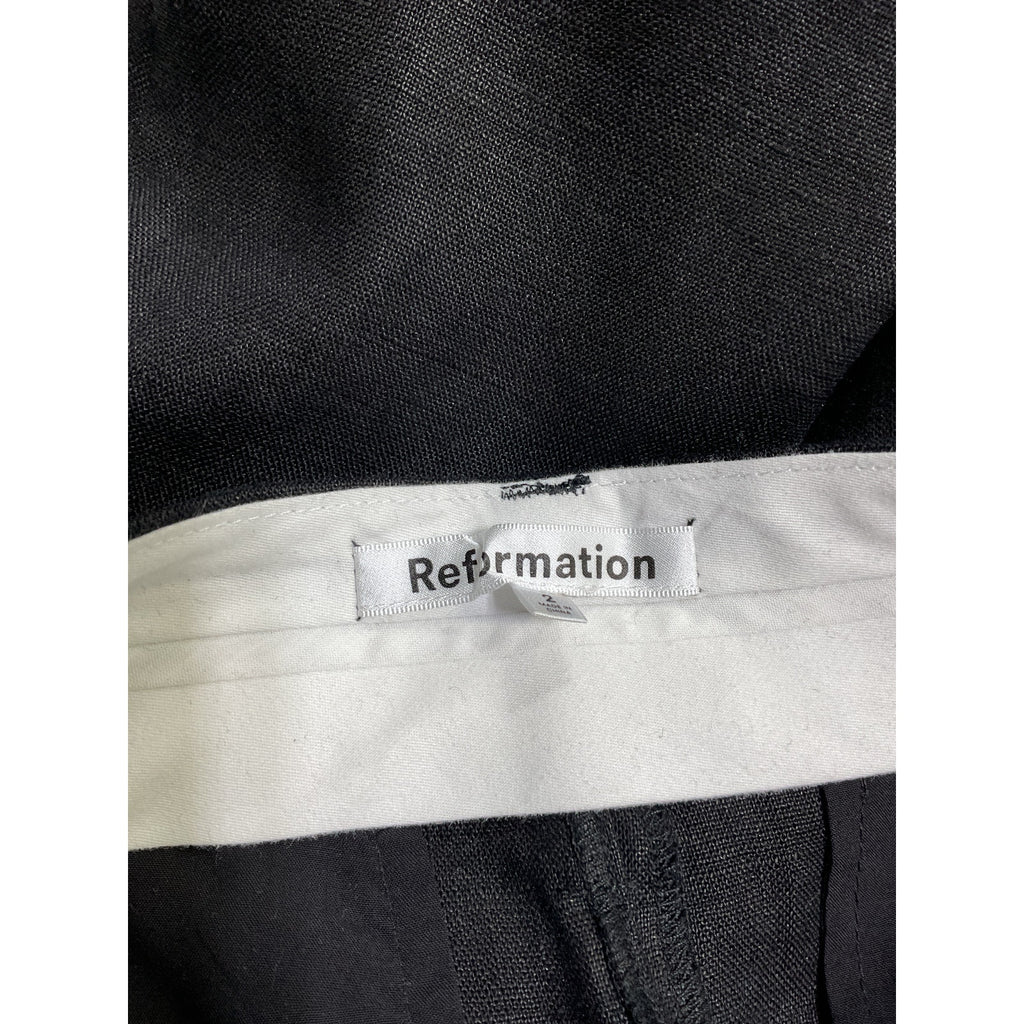 Reformation 'Alex' Black Linen Linen Pant Size 2