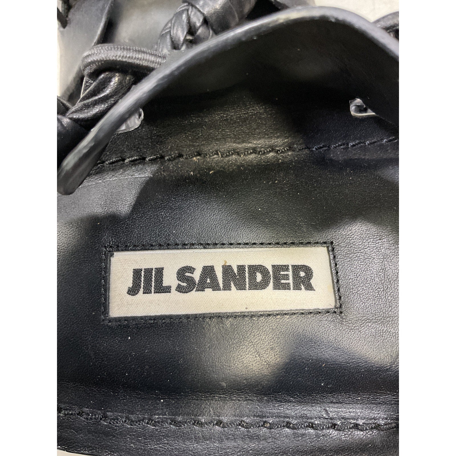 Jil Sander 'Braided' Black Leather Sandals Size 8