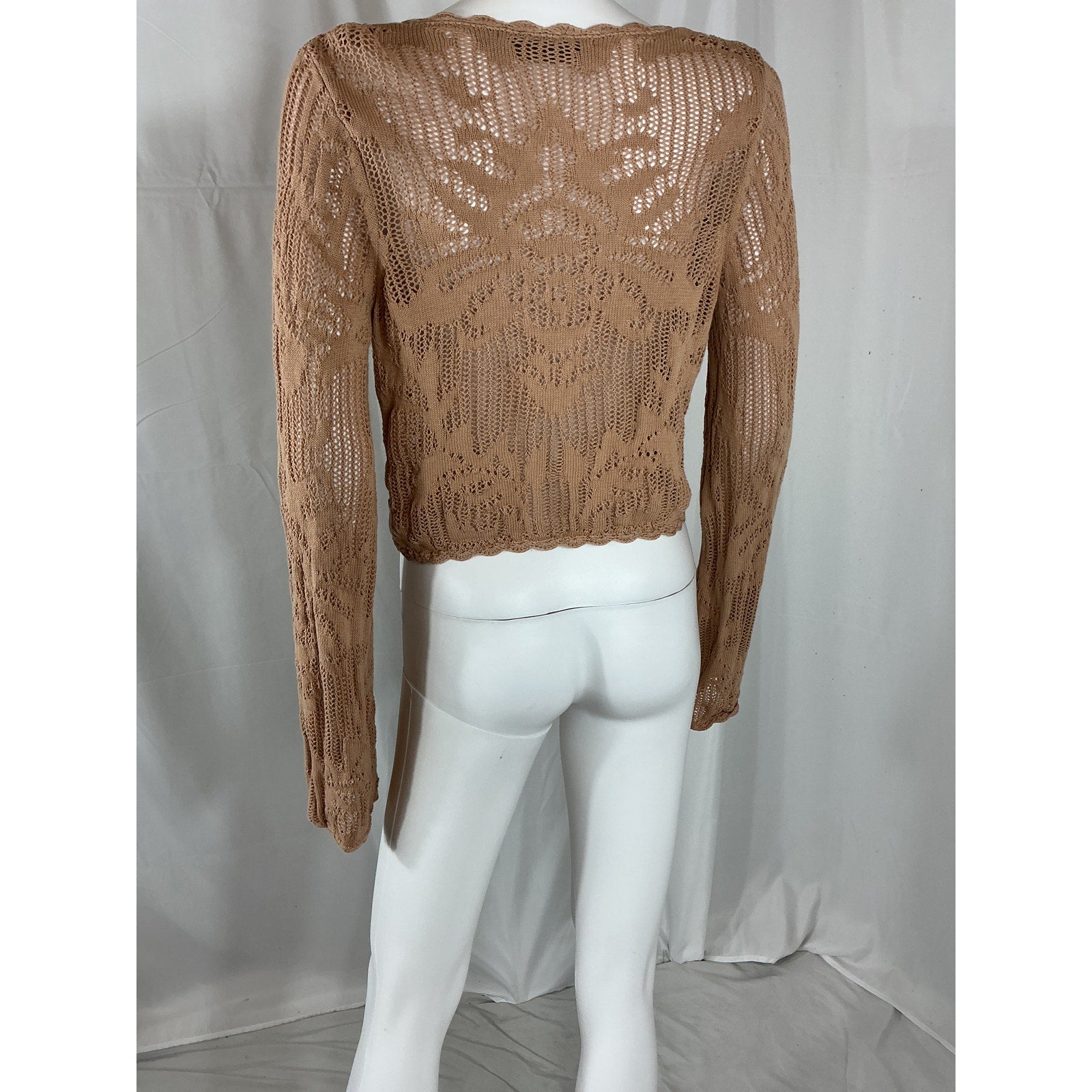 House Of Harlow 1960 x Revolve 'Kameli' Tan Cotton Pointelle Cropped Sweater Size XS
