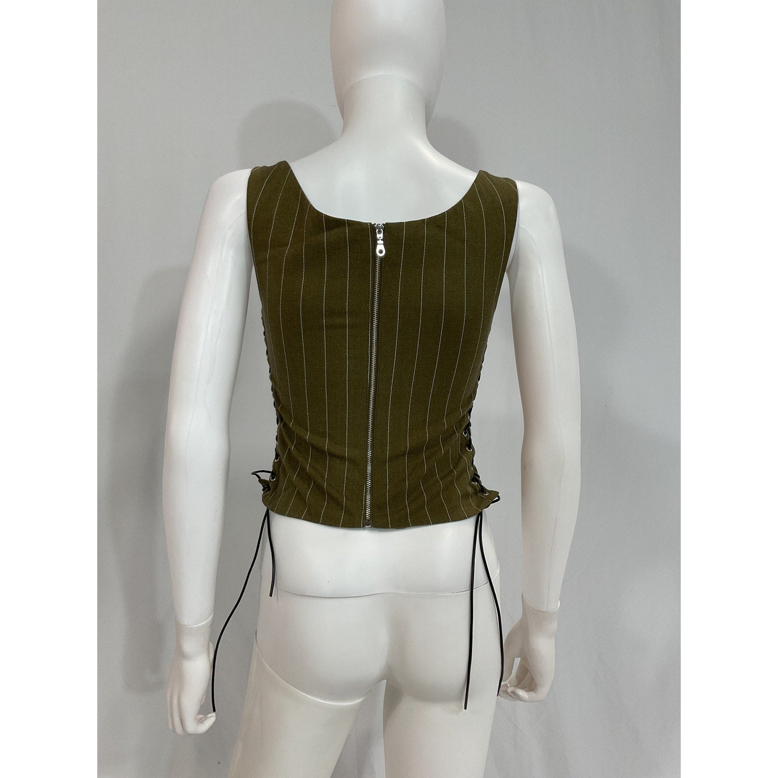 Miaou 'Vallois' Green Cowl Neck Wool Blend Corset Blouse Size XS