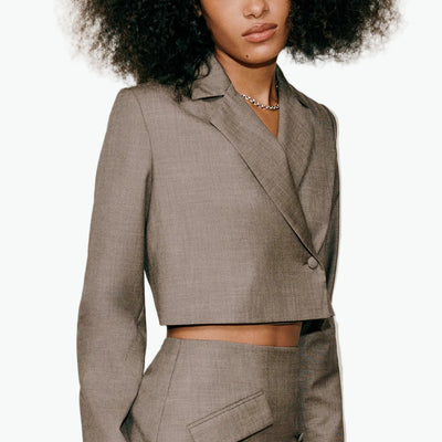 Reformation 'Jason' Tan Polyester Blazer Size 4