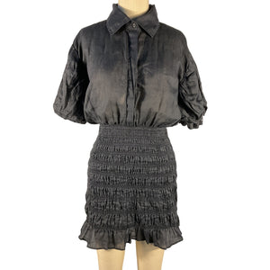 Frame Chic Noir Smocked Shirtdress Size X-Small