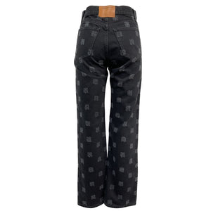 Alexander Wang Patterned Black Ez Mid Rise Relaxed Straight Denim Jeans Size 26