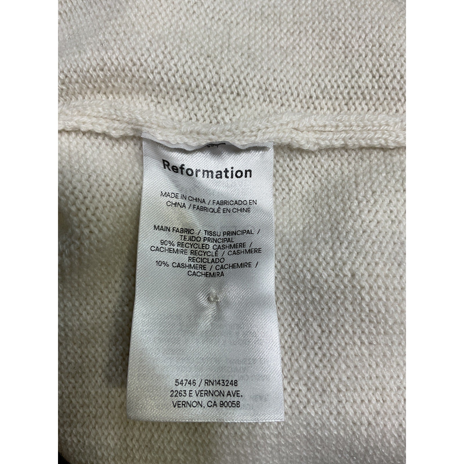 Reformation 'Becka' Cream Cashmere Cardigan Size XS - NWT