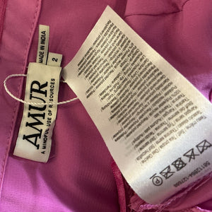 Amur Pleated Pink Harden Strapless Midi Dress Size 2