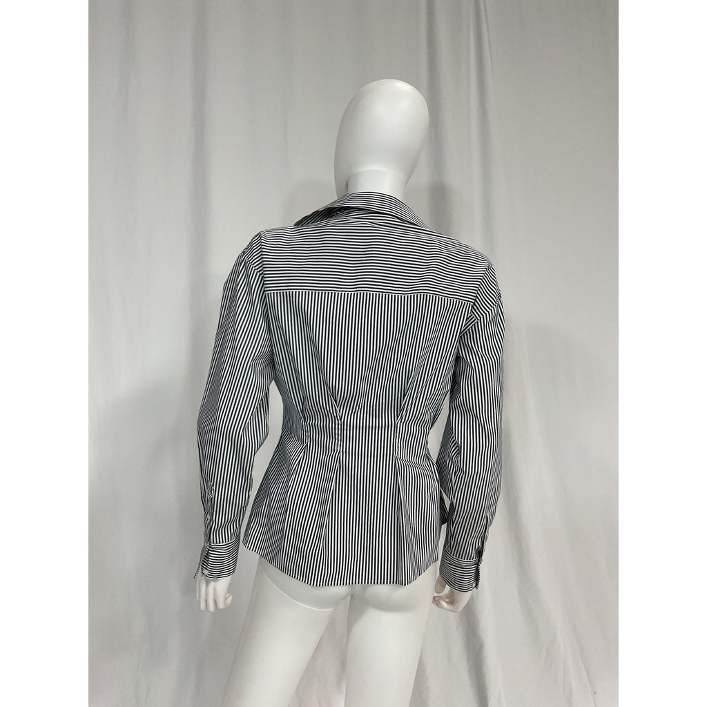Veronica Beard 'Rosamund' White Poplin Striped Wrap Shirt Size 4
