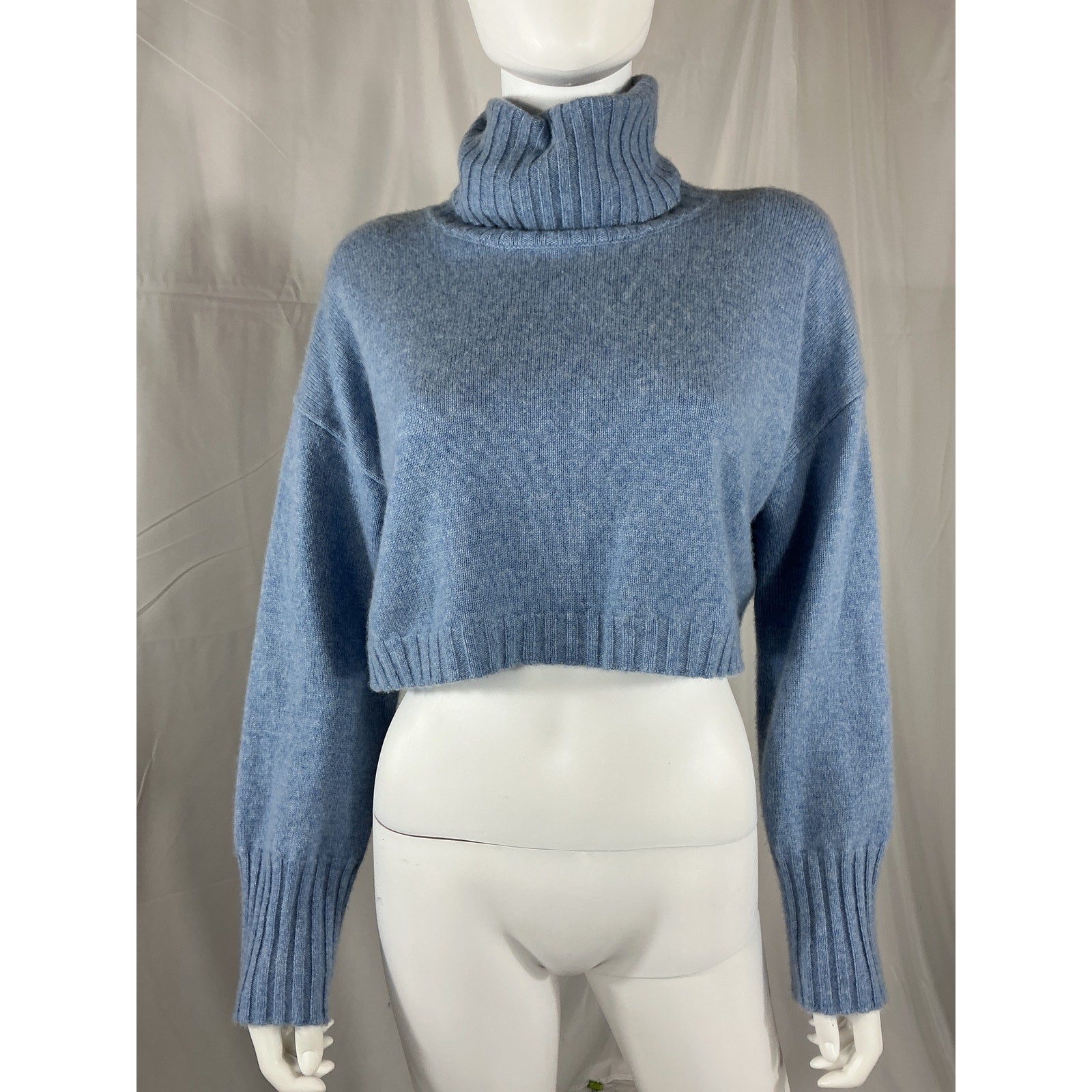 Sablyn 'Silvia' Blue Cashmere Cropped Cashmere Turtleneck Sweater Size XS