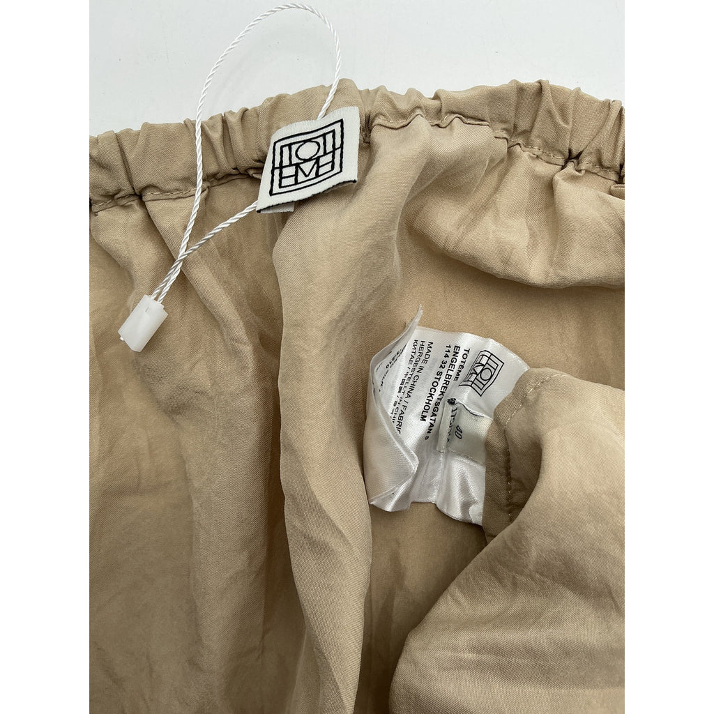 Toteme 'Crinkled' Beige Silk Midi Skirt Size 32