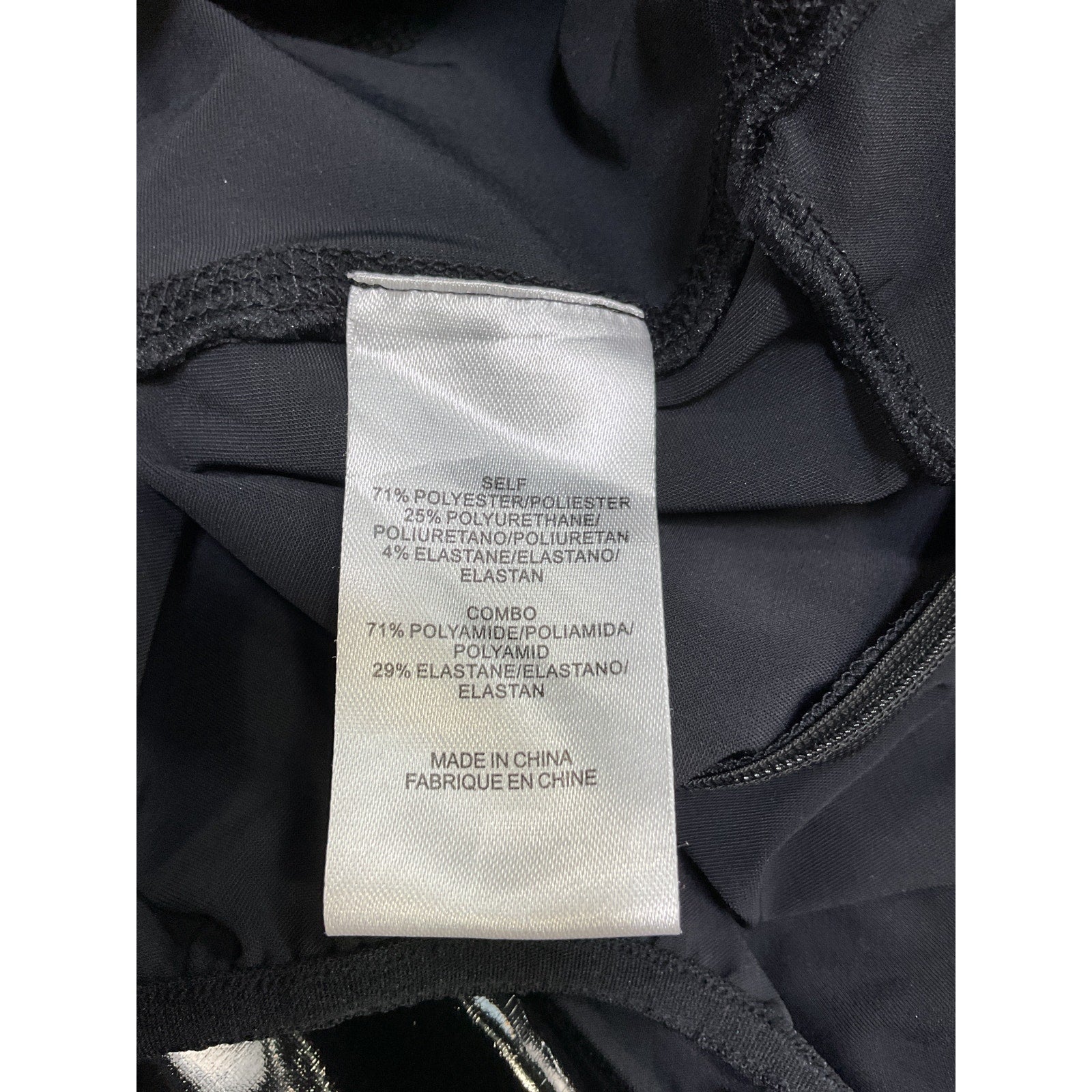 Tibi Tech Patent Black Polyester Bodysuit Size XXS