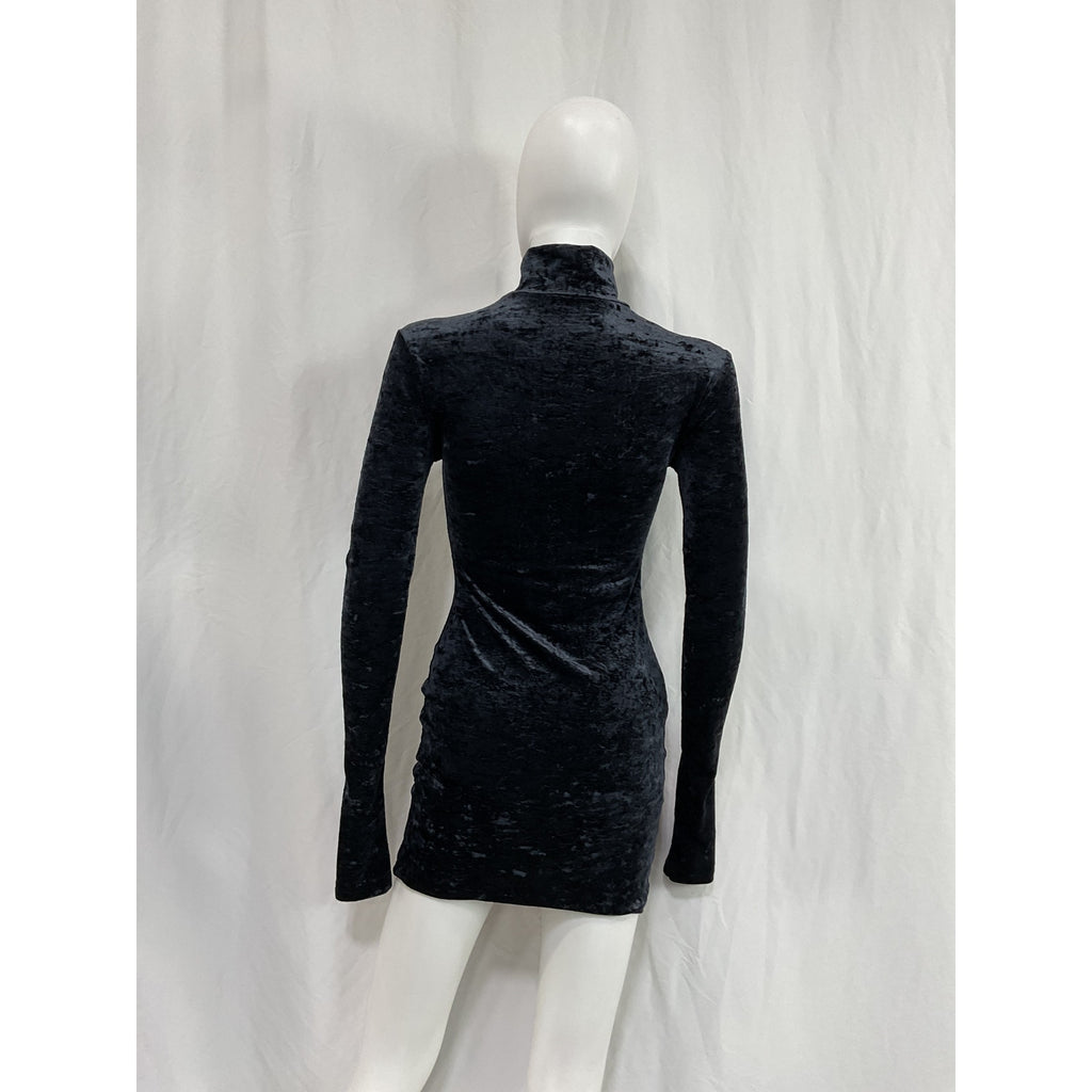 The Andamane 'Hilda' Black Polyamide Turtleneck Mini Dress Size S