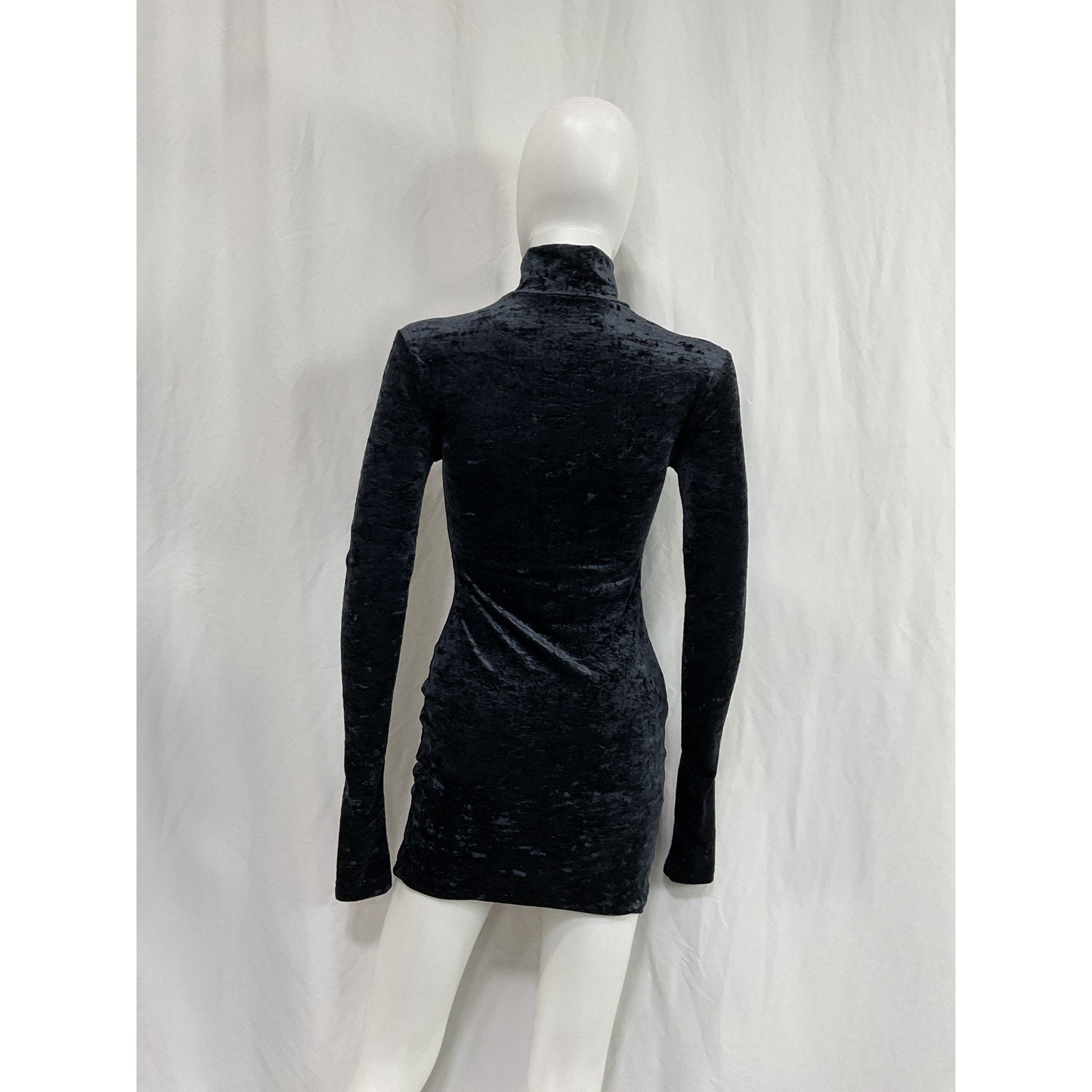 The Andamane 'Hilda' Black Polyamide Turtleneck Mini Dress Size S