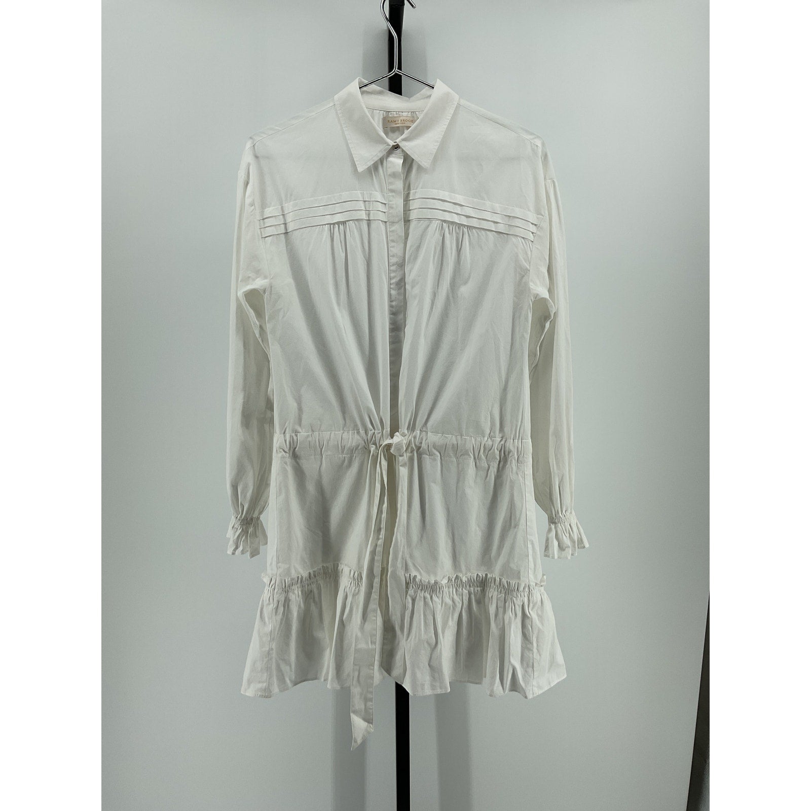 Ramy Brook 'Josephine' White Cotton Tiered Mini Shirt Dress Size XS