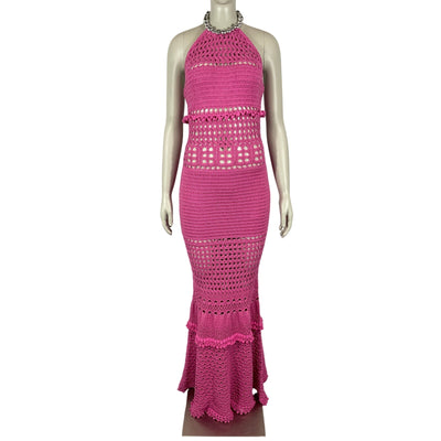 Retrofete Crochet Fuchsia Mesa Dress Size S