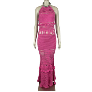 Retrofete Crochet Fuchsia Mesa Dress Size S