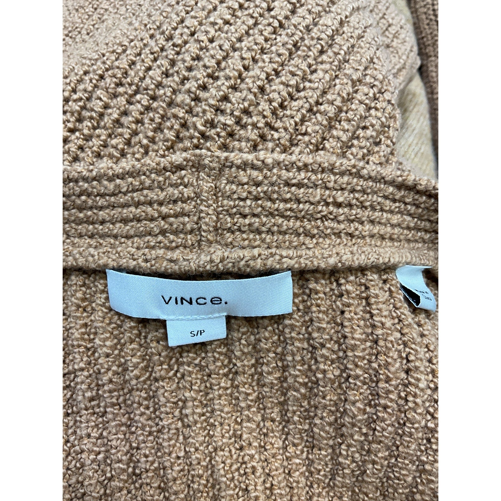 Vince Shaker Brown Cotton Rib Sweater Size S