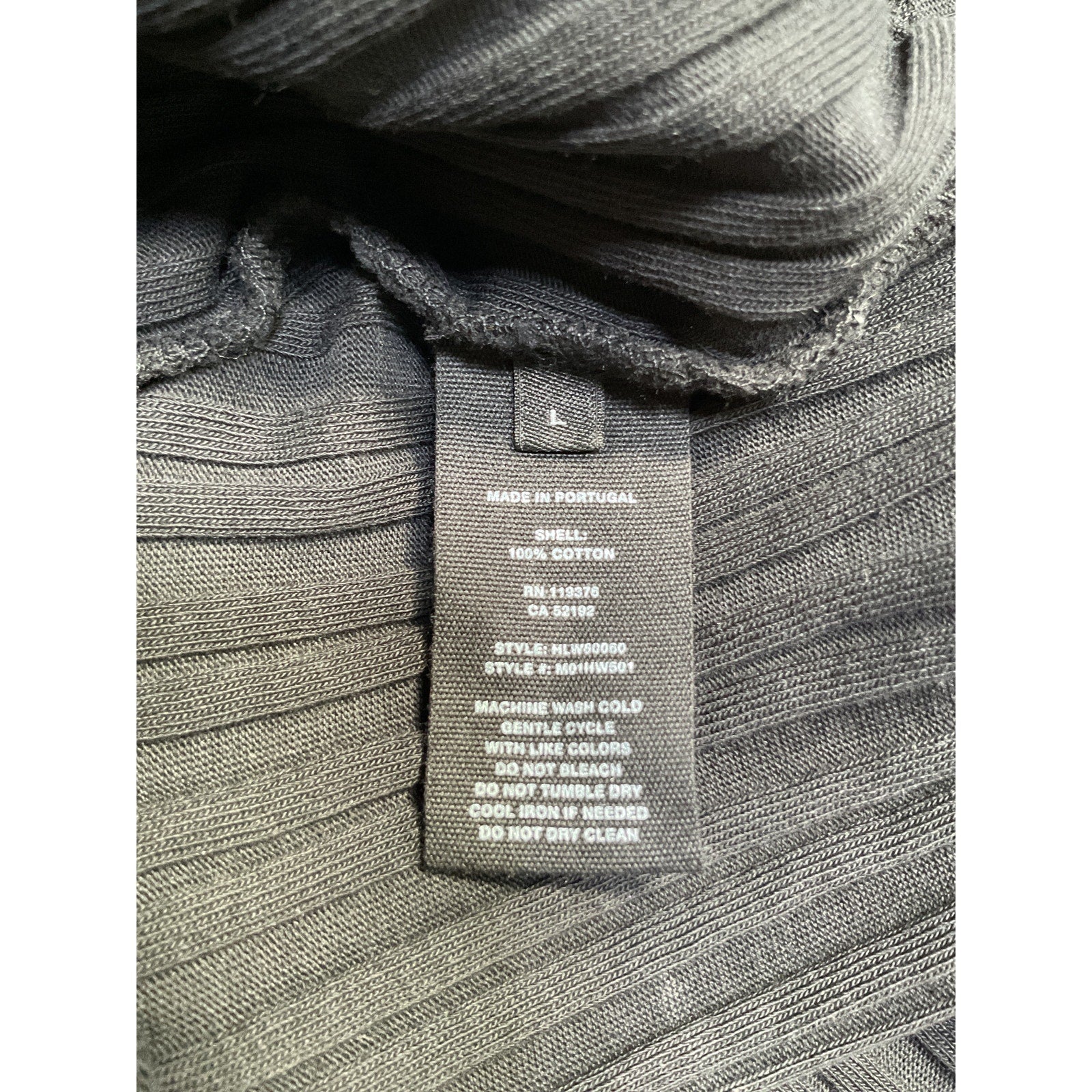 Helmut Lang Textured Stripe Black Cotton Crop Polo Shirt Size L
