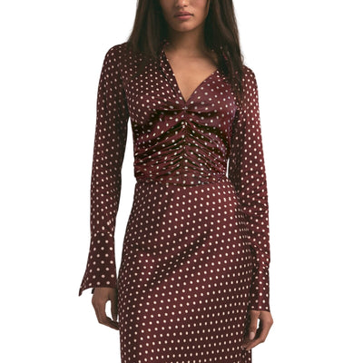 Favorite Daughter Polka Dot Burgundy Ruby Blouse Size M