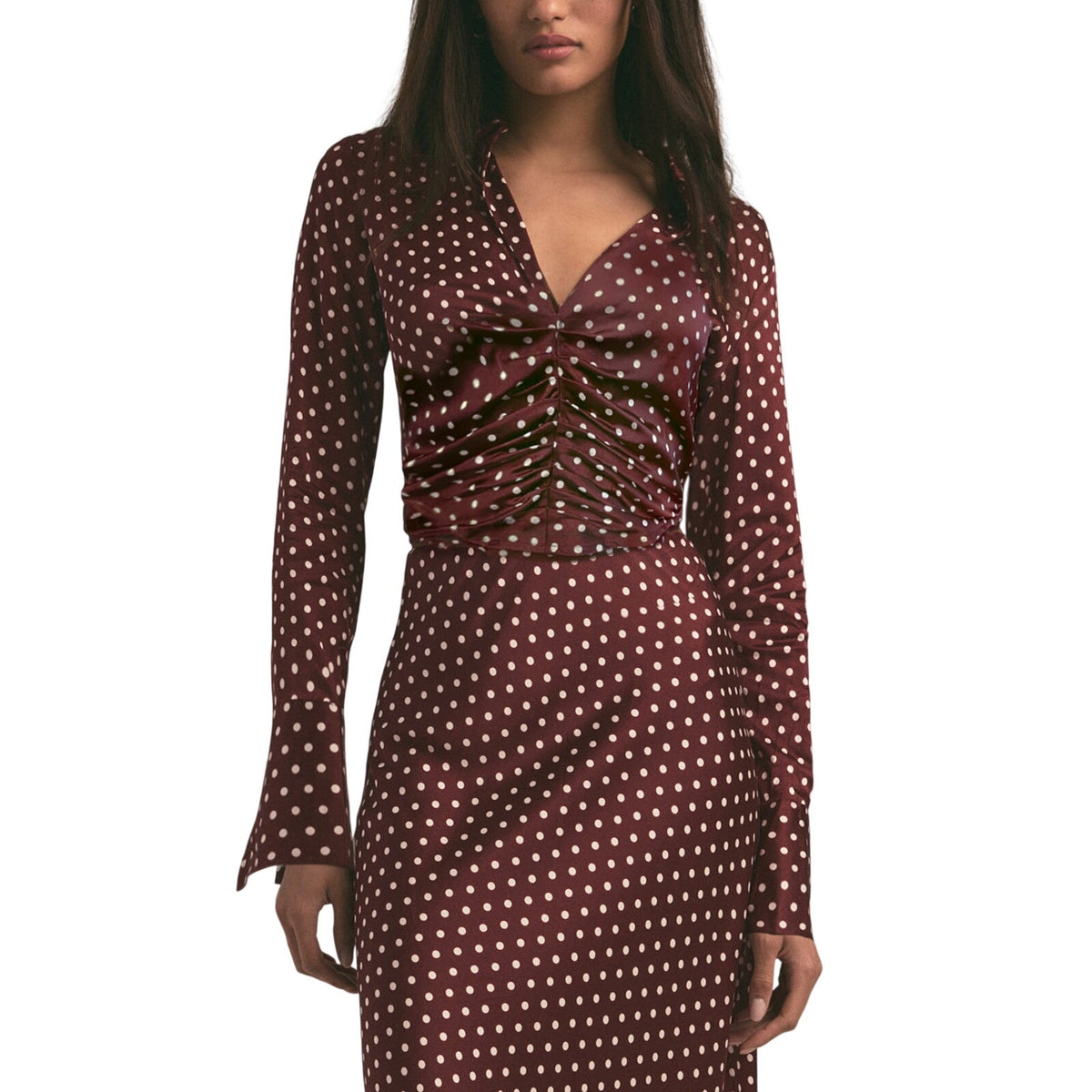 Favorite Daughter Polka Dot Burgundy Ruby Blouse Size M