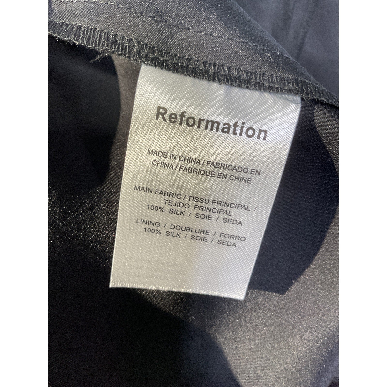 Reformation 'Lanelle' Black Silk Dress Size 0
