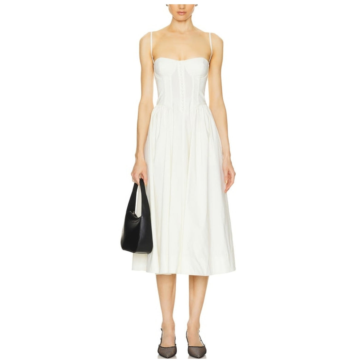 Lpa Structured Beige Sarita Midi Dress Size S