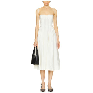 Lpa Structured Beige Sarita Midi Dress Size S