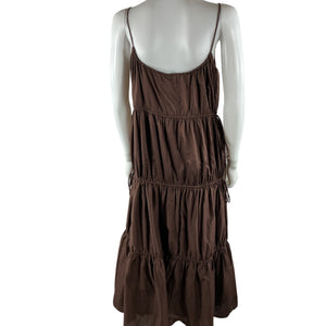 Faithfull The Brand Tiered Brown Henri Maxi Dress Size XS