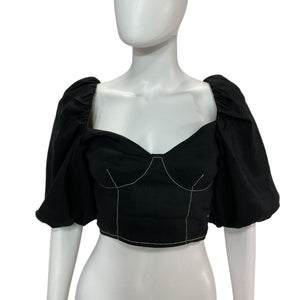 Simkhai Puff Sleeve Black Brene Bustier Top Size S