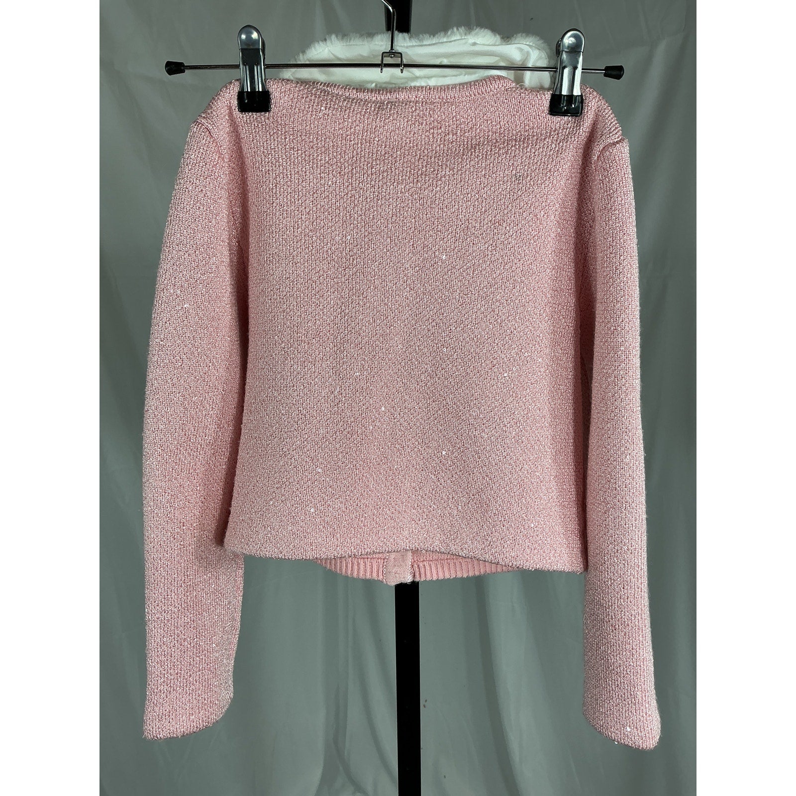 Self-Portrait Faux Fur-Trimmed Pink Cardigan Size 8-10