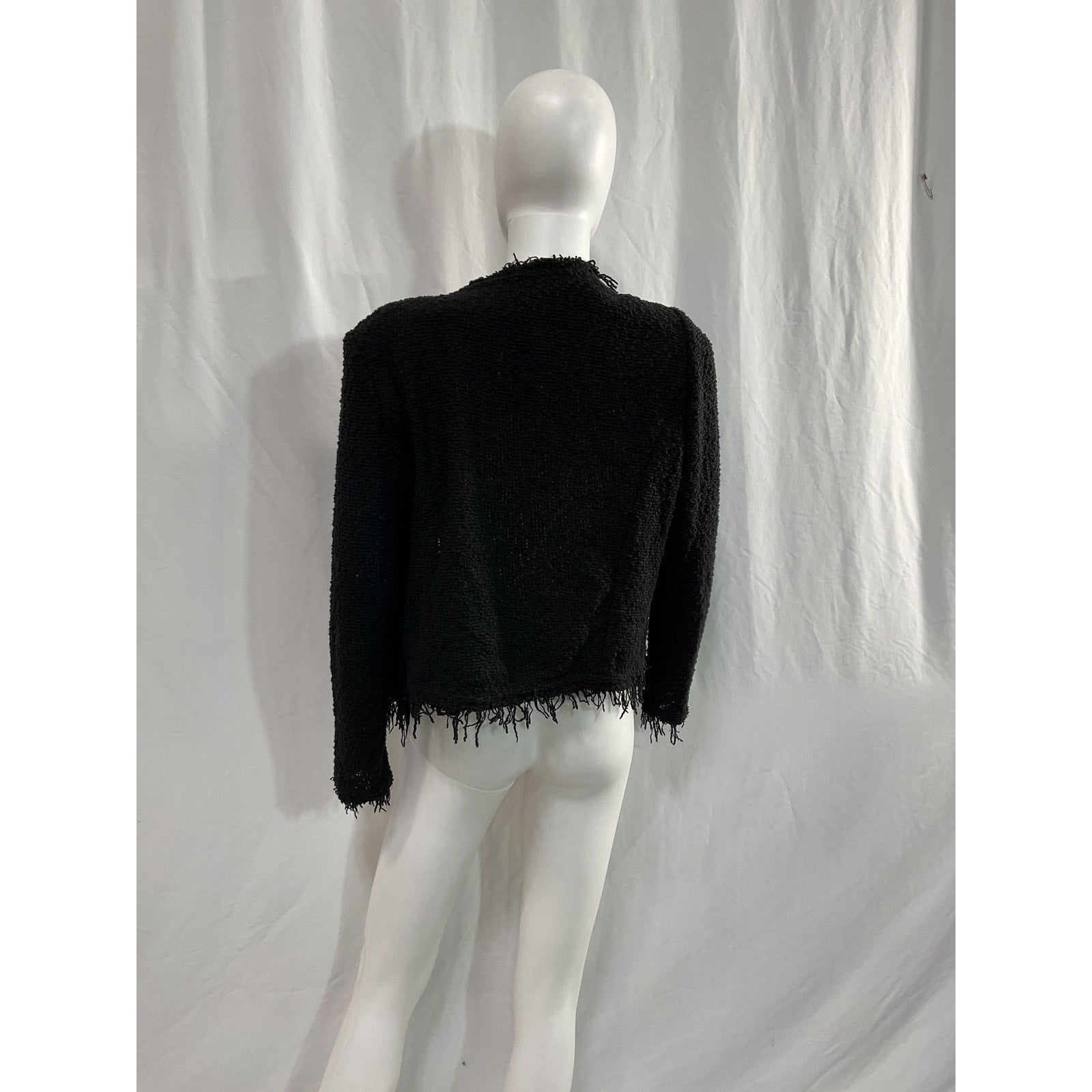 Iro 'Shavani' Black Fringed Cotton Jacket Size 40