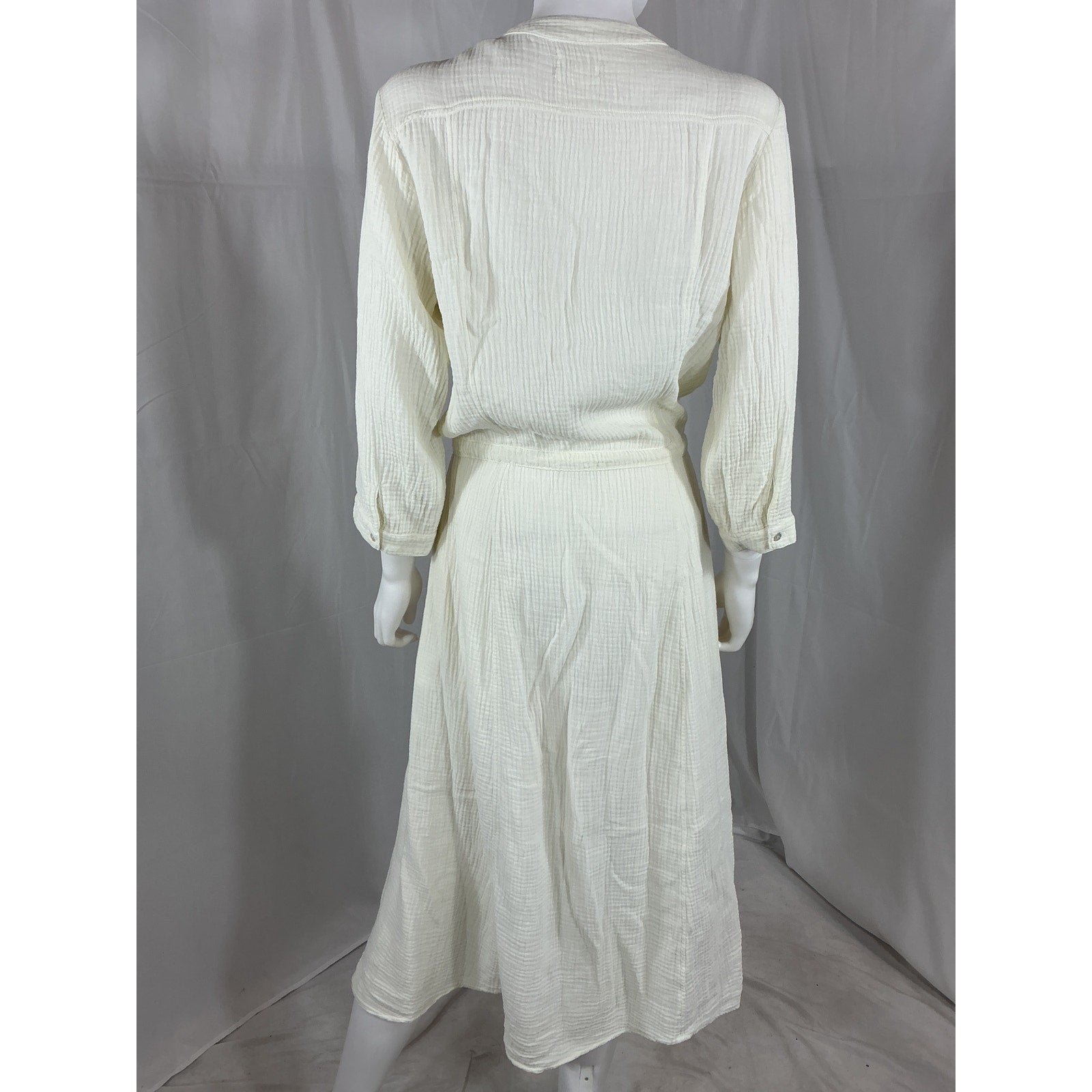 Honorine 'Georgia' White Cotton Cotton-Seersucker Midi Dress Size L